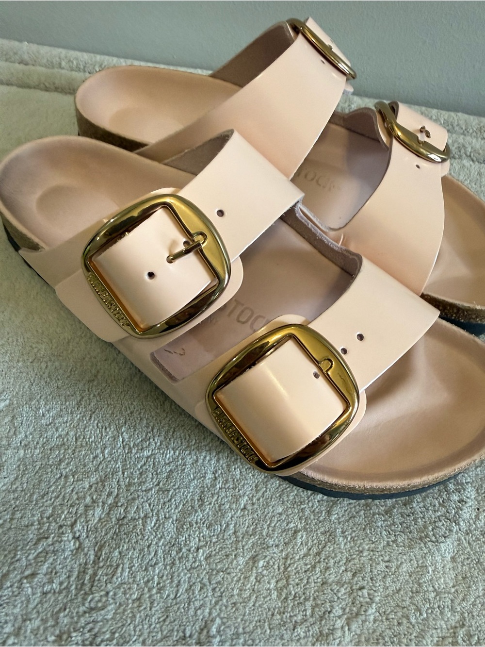 Birkenstock Big Buckle Slide Sandals pink with Gold Hardware - Picture 8 of 9